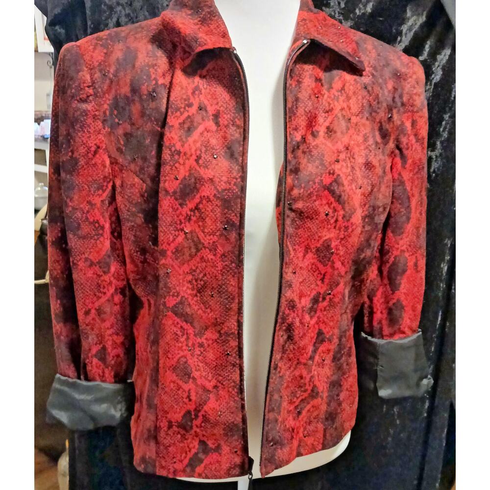 Vintage Giancardo Ferrari Red Black Python Print Woman's Jacket